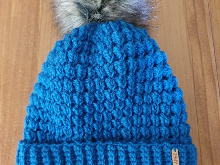 Beanie - Sapphire Wool Popcorn - Adult size on Sale