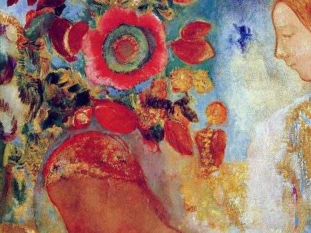 Two Young Girls among Flowers by Odilon Redon - Hand-Painted Oil Painting on Canvas Cheap