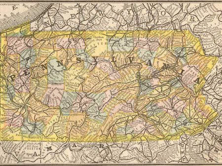 1884 Map of Pennsylvania Sale