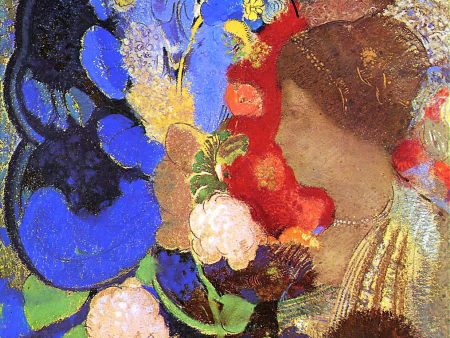 Woman among the Flowers by Odilon Redon - Hand-Painted Oil Painting on Canvas For Sale