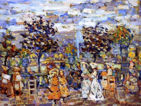 In the Luxembourg Gardens by Maurice Prendergast - Hand-Painted Oil Painting on Canvas on Sale