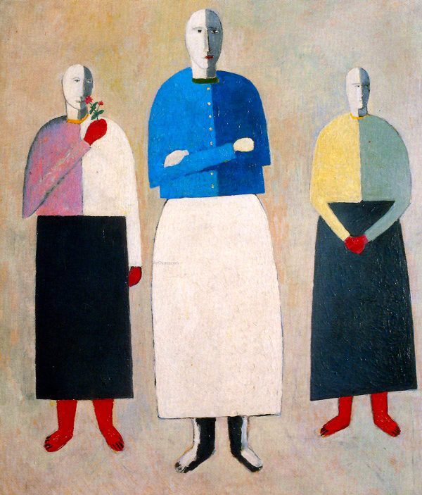 Three Girls by Kazimir Malevich - Hand-Painted Oil Painting on Canvas Online Sale