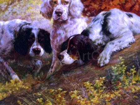 Three Setters on the Scent by Edmond H Osthaus - Hand-Painted Oil Painting on Canvas Online now