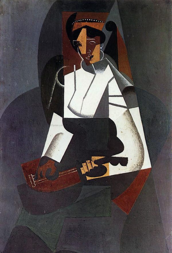 Woman with a Mandolin (after Corot) by Juan Gris - Hand-Painted Oil Painting on Canvas Fashion