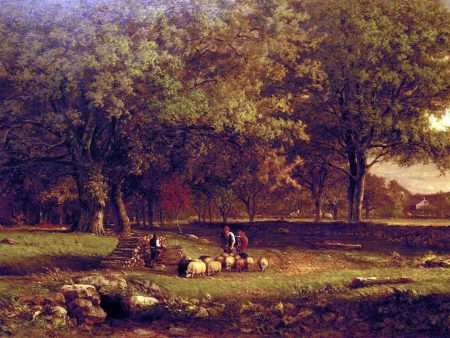 Evening by George Inness - Hand-Painted Oil Painting on Canvas Online Hot Sale