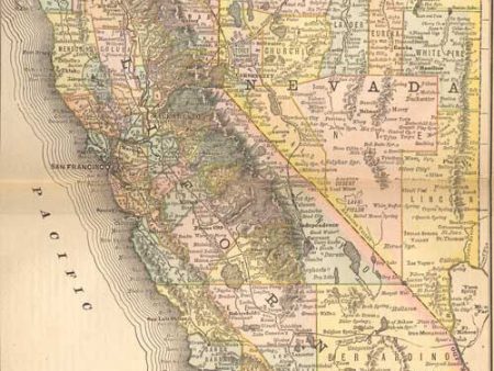 1884 Map of California & Nevada Cheap