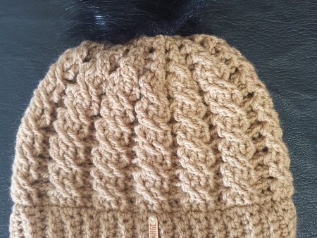 Beanie - Caramel Wool Cable - Adult size For Sale