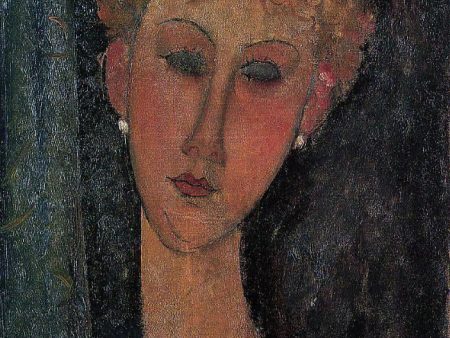 A Blond Wearing Earings by Amedeo Modigliani - Hand-Painted Oil Painting on Canvas For Cheap