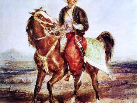 Turkish Horseman by Eugene Delacroix - Hand-Painted Oil Painting on Canvas For Sale