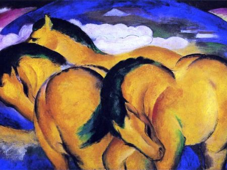 The Little Yellow Horses by Franz Marc - Hand-Painted Oil Painting on Canvas For Cheap