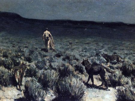 The Wolves Sniffed Along on the Trail, but Came No Closer by Frederic Remington - Hand-Painted Oil Painting on Canvas Fashion