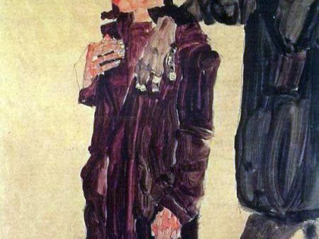 Two Guttersnipes by Egon Schiele - Hand-Painted Oil Painting on Canvas For Sale