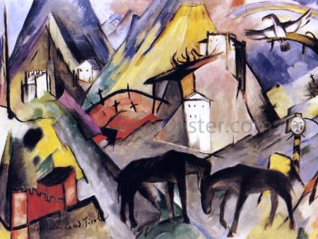 The Unfortunte Land of Tyrol by Franz Marc - Hand-Painted Oil Painting on Canvas Discount