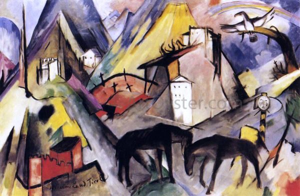 The Unfortunte Land of Tyrol by Franz Marc - Hand-Painted Oil Painting on Canvas Discount