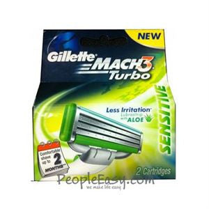 Gillette Cartridges - Mach 3 Turbo Sensitive with Aloe Lubrastrip, 2 nos Carton Online