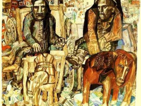 The Dray Men by Pavel Filonov - Hand-Painted Oil Painting on Canvas Cheap