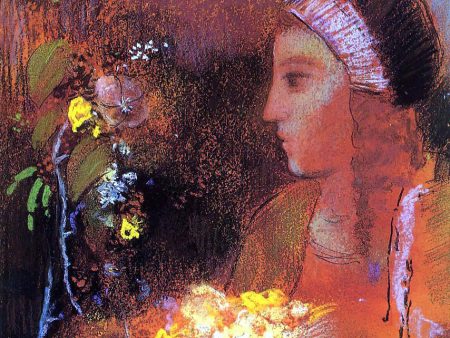 Woman with Flowers by Odilon Redon - Hand-Painted Oil Painting on Canvas For Sale