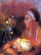 Woman with Flowers by Odilon Redon - Hand-Painted Oil Painting on Canvas For Sale