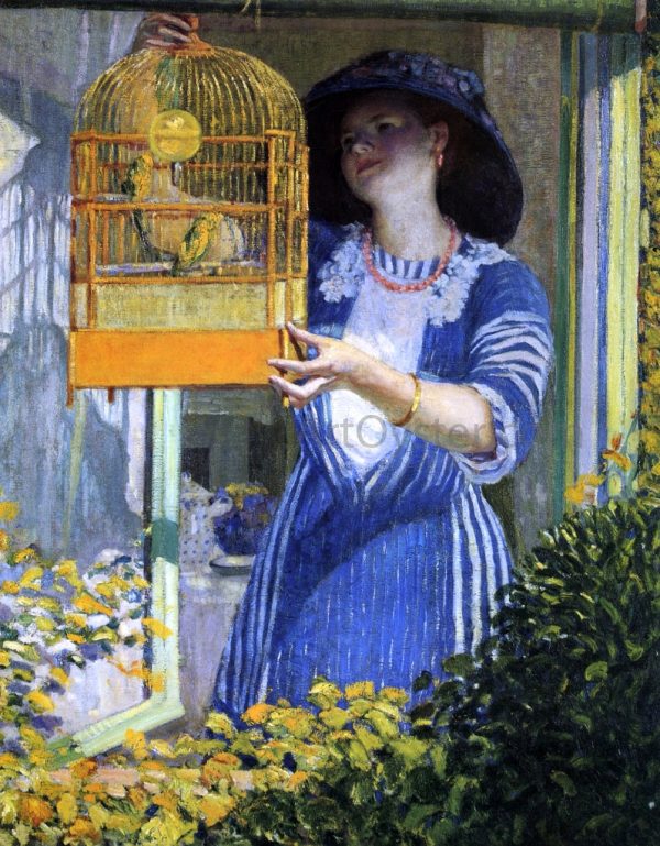 The Open Window (also known as The Bird Cage) by Frederick Carl Frieseke - Hand-Painted Oil Painting on Canvas Cheap