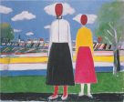 Two Figures in a Landscape by Kazimir Malevich - Hand-Painted Oil Painting on Canvas Sale