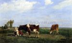 The Cows in a Meadow by Eugene-Louis Boudin - Hand-Painted Oil Painting on Canvas Fashion