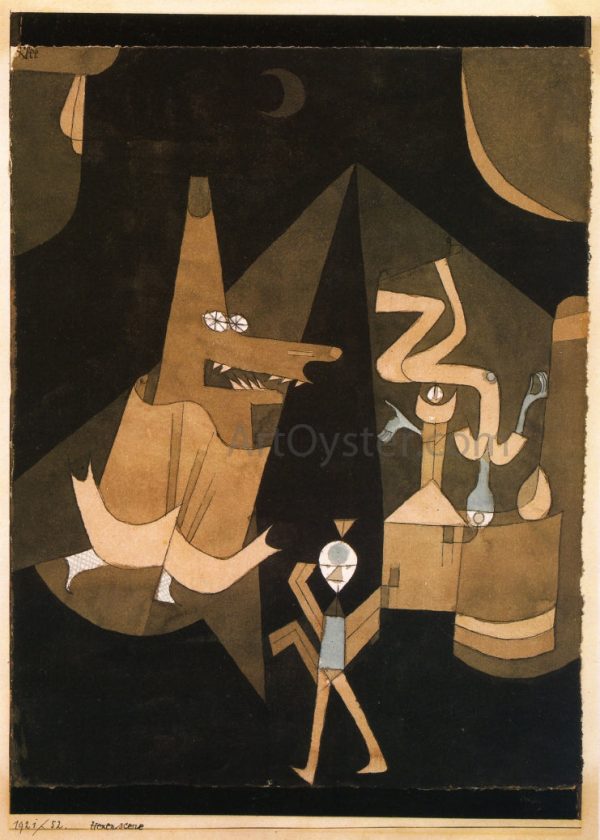 Witch Scene by Paul Klee - Hand-Painted Oil Painting on Canvas on Sale