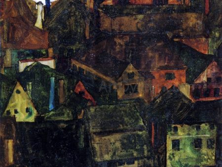 View of Houses and Roofs of Krumau, Seen from the Schlossberg by Egon Schiele - Hand-Painted Oil Painting on Canvas Online