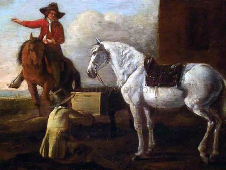 Young Artist Painting a Horse and Rider by Abraham Van Calraet - Hand-Painted Oil Painting on Canvas Sale