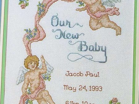 Cherub Baby Sampler Counted Cross Stitch Pattern For Cheap