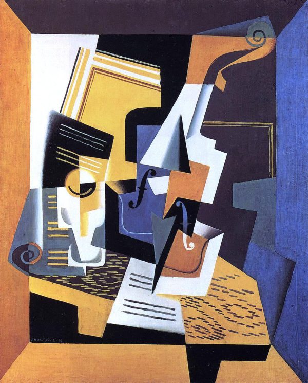 Violin and Glass by Juan Gris - Hand-Painted Oil Painting on Canvas Online Hot Sale