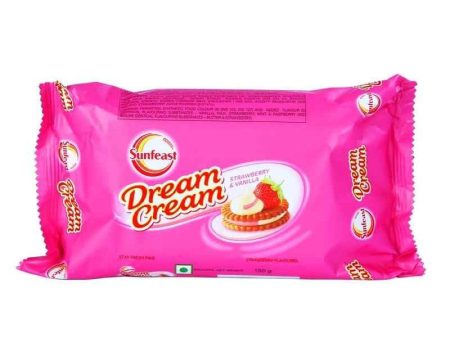 Sunfeast Cream Biscuits - Strawberry & Vanilla, 120 gm Pouch on Sale