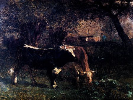 Vaches A L Abreuvoir by Constant Troyon - Hand-Painted Oil Painting on Canvas Sale