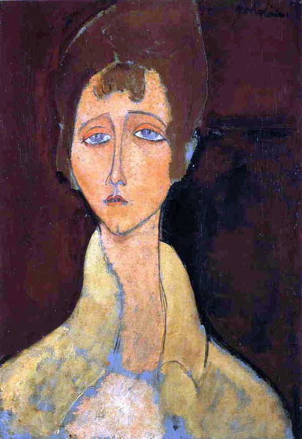 Woman in White Coat by Amedeo Modigliani - Hand-Painted Oil Painting on Canvas For Discount