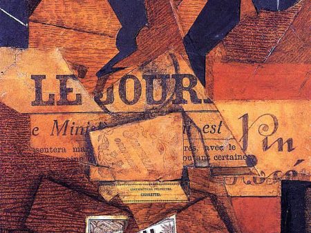 Tobacco, Newspaper and Bottle of Wine by Juan Gris - Hand-Painted Oil Painting on Canvas Cheap