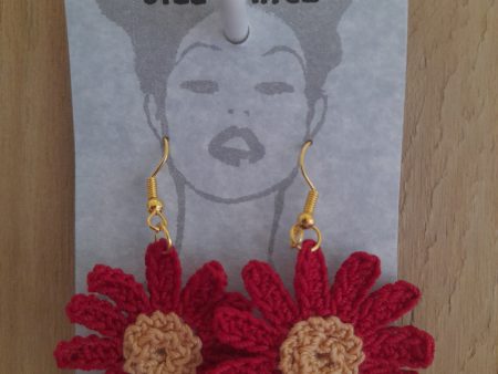 Whero Red Cosmos Crochet Earrings Online Sale