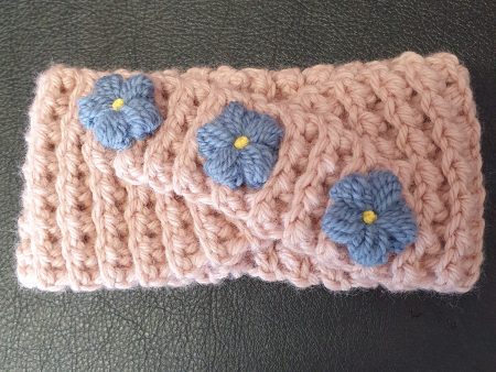 Headband - Blush pink with blue daisies Supply