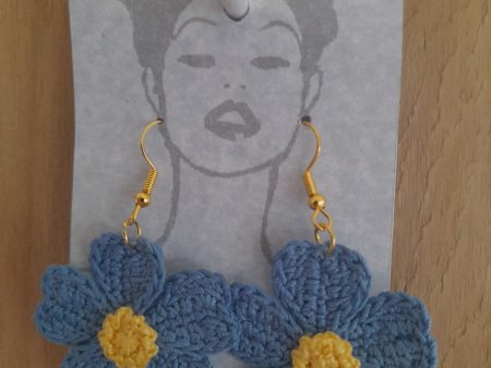 Blue Polyanthus Crochet Earrings Cheap