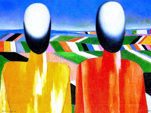 Two Peasants by Kasimir Malevich - Hand-Painted Oil Painting on Canvas Online