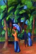 Walking in the Park by August Macke - Hand-Painted Oil Painting on Canvas Supply