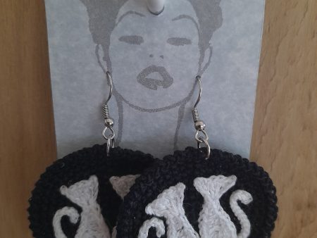 Luna  White Kitty Cat Crochet Earrings Online Sale