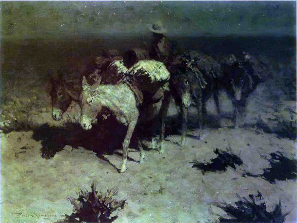 The Pack Train by Frederic Remington - Hand-Painted Oil Painting on Canvas Online now