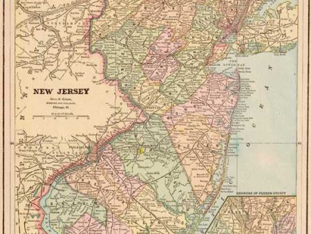 1888 Map of New Jersey For Cheap