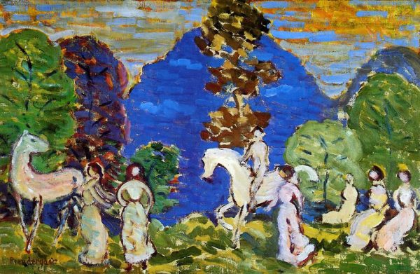 Rider against Blue Hills by Maurice Prendergast - Hand-Painted Oil Painting on Canvas Supply