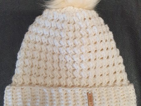 Beanie - Winter White Wool Popcorn - Adult size For Cheap