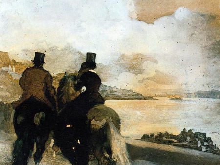 Two Riders by a Lake by Edgar Degas - Hand-Painted Oil Painting on Canvas Online now