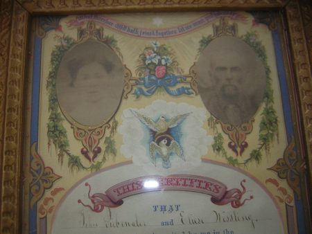 Framed 1874 John Siebenaler and Eliese   Lizzie Wessling Wedding Certificate, Chicago, Illinois Discount