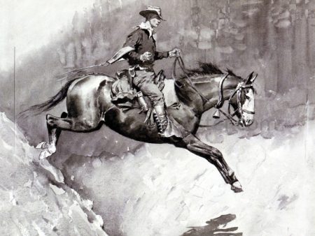 The Bell-Mare Over a Bad Place by Frederic Remington - Hand-Painted Oil Painting on Canvas Online now