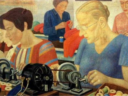 Udarnitzi Record Breaking Workers at the Factory Krasnaya Zaria by Pavel Filonov - Hand-Painted Oil Painting on Canvas Online now