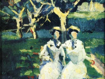 Two Women in a Garden by Kazimir Malevich - Hand-Painted Oil Painting on Canvas For Sale