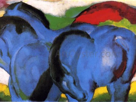 The Little Blue Horses by Franz Marc - Hand-Painted Oil Painting on Canvas Online now